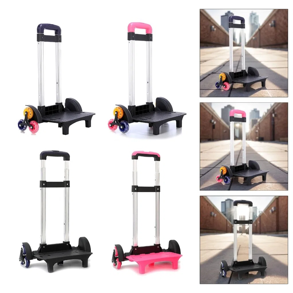 Carro plegable de 6 mochilas con asa telescópica, equipaje de mano de viaje para mochilas escolares
