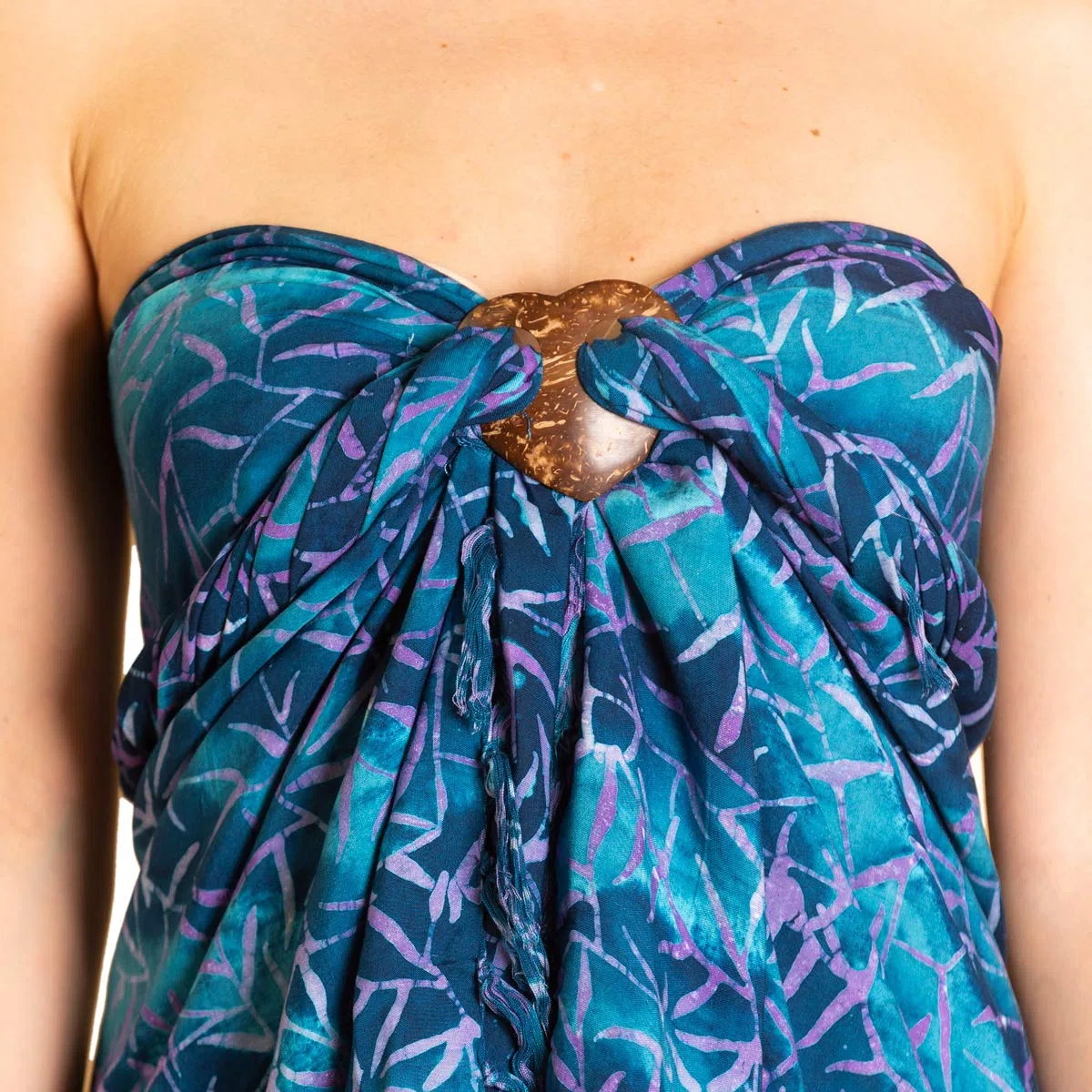 PANASIAM Pareo Tonos Azules - Pareo de Viscosa Opaca - Falda Cruzada | Para mujer & hombre, pareo de playa, vestido de playa ligero, cubre bikini ligero o toalla de playa, pieza única artesanal