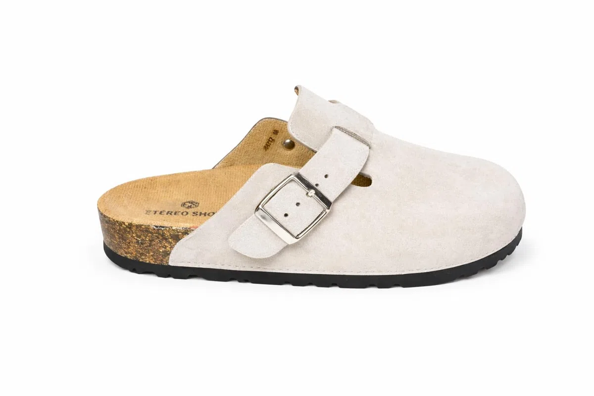 Zuecos Mules Mujer Cómodos de Corcho Cerrados con Hebilla Ajustable Pantuflas Antideslizantes para Casa Trabajo Jardín, Sandalias Casual Negro Marrón Beige 36-41