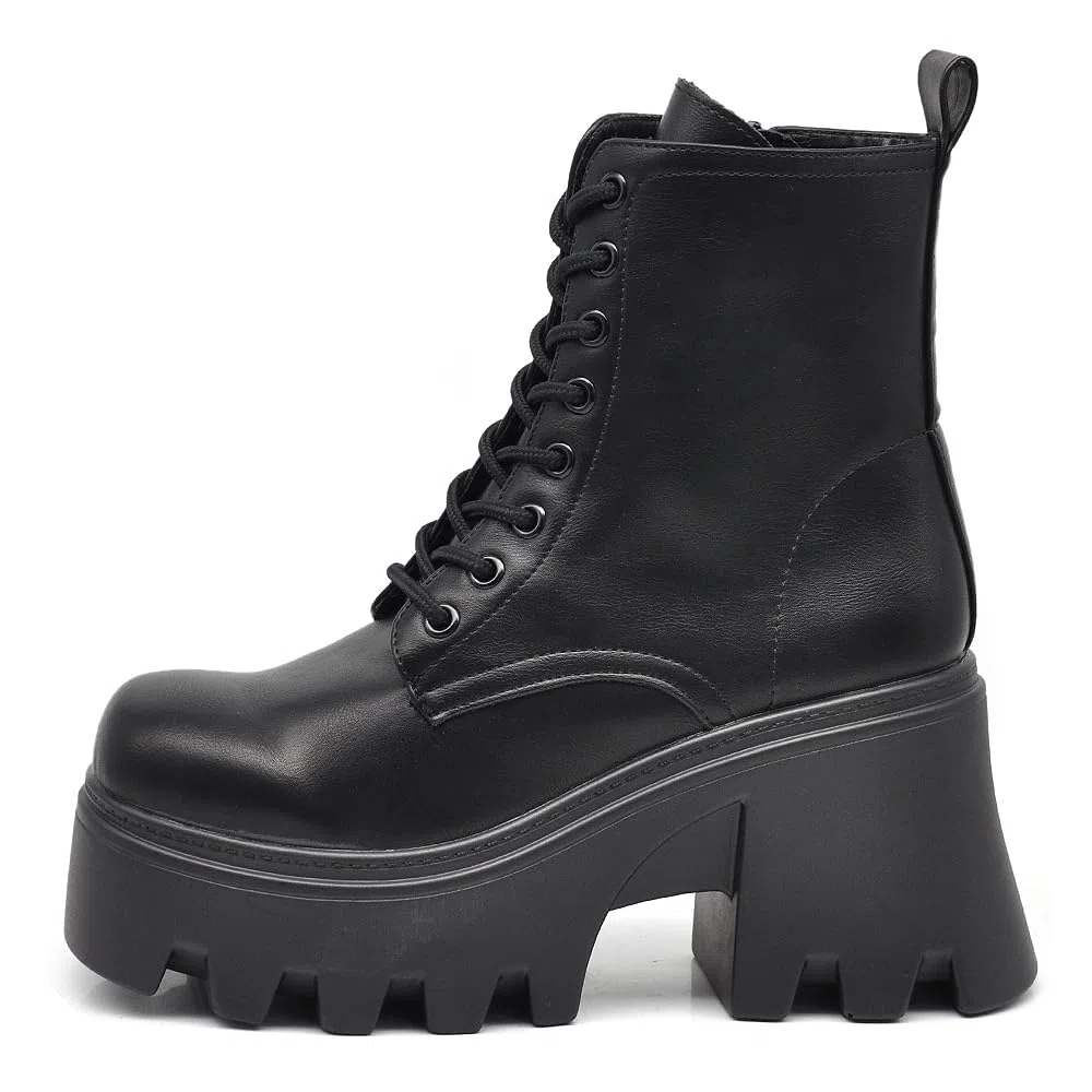 IF FASHION Botines Botines Anfibios de Mujer de Piel Sintética con Tacón Grueso Platform Cuña Dippio Fondo Carrarmato MP752-1