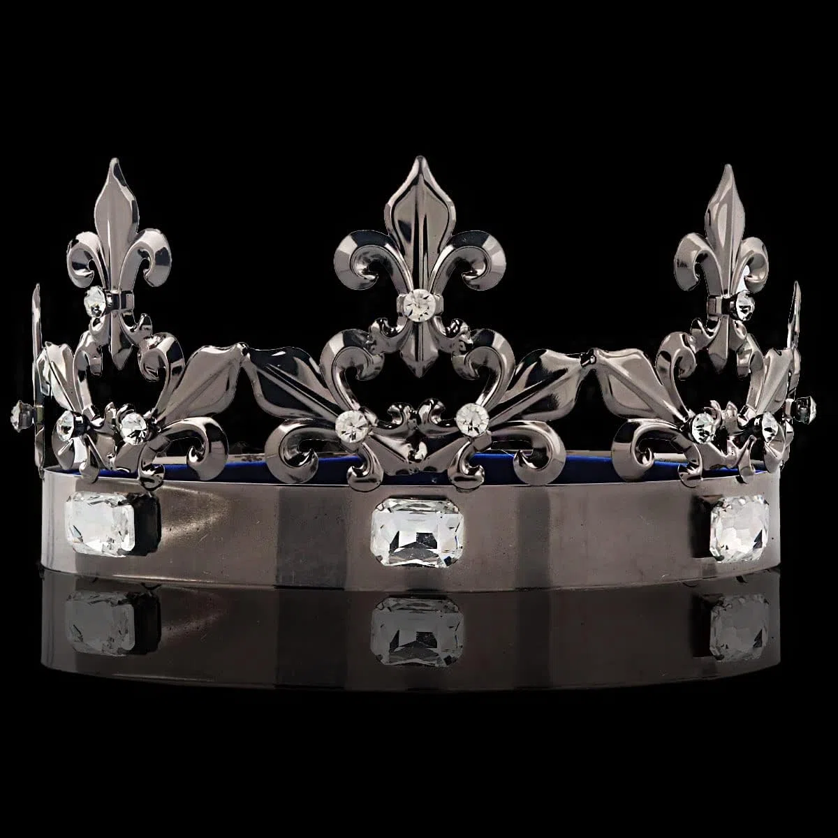 Rey Reina Real Barroco Negro Príncipe Corona Redonda Accesorios para el Cabello Para Fiesta de Disfraces Halloween Desfile Boda