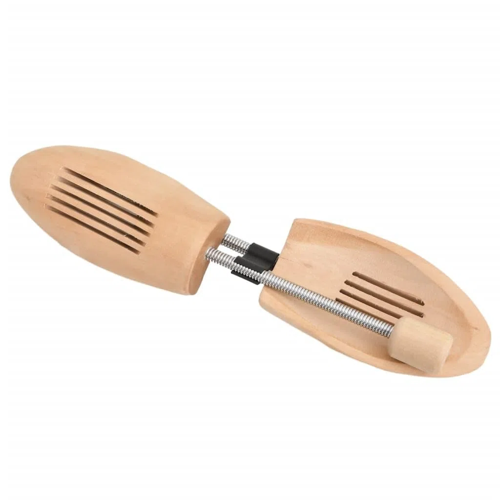 Horma de zapatos de madera maciza Lotus 2 pares EU 43-46 con muelle en espiral ajustable, ancho para botas de piel, compacta, inodora, cuidado de zapatos, formas, estiramiento, sin arrugas