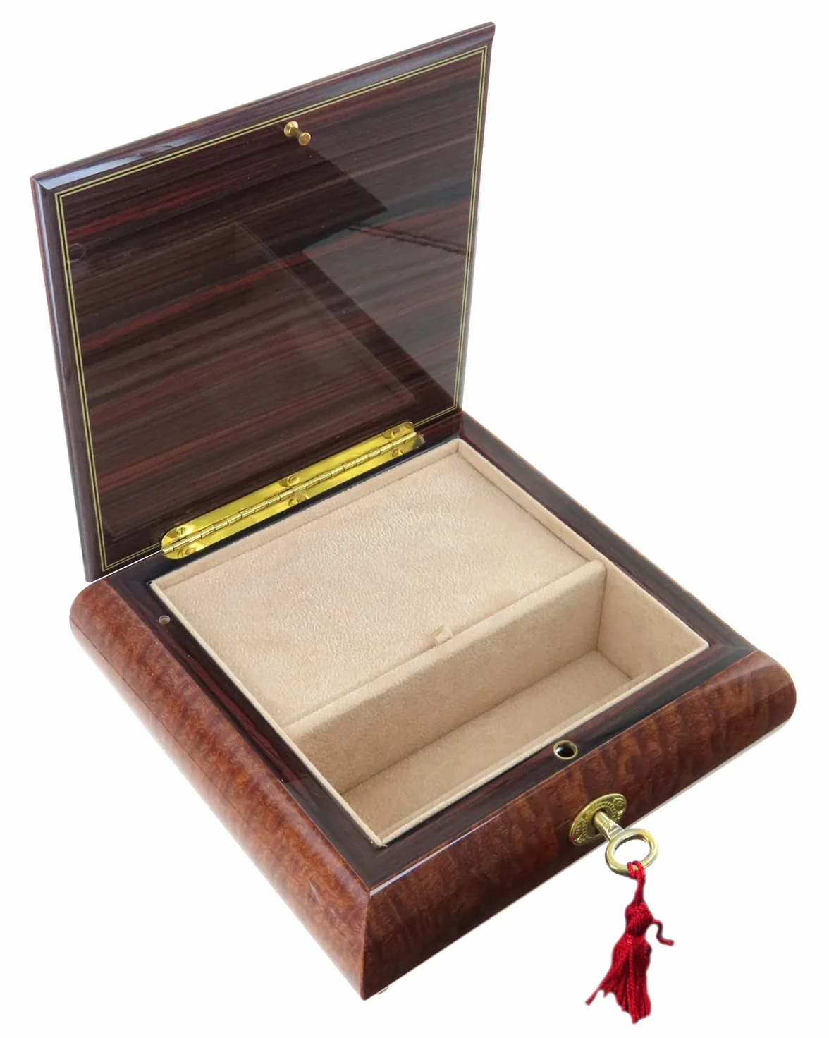Joyero musical / caja de música para joyas de madera con marquetería conejo de Beatrix Potter y mecanismo musical de resorte de 18 notas - Clair de lune - Claro de luna (Claude Debussy).