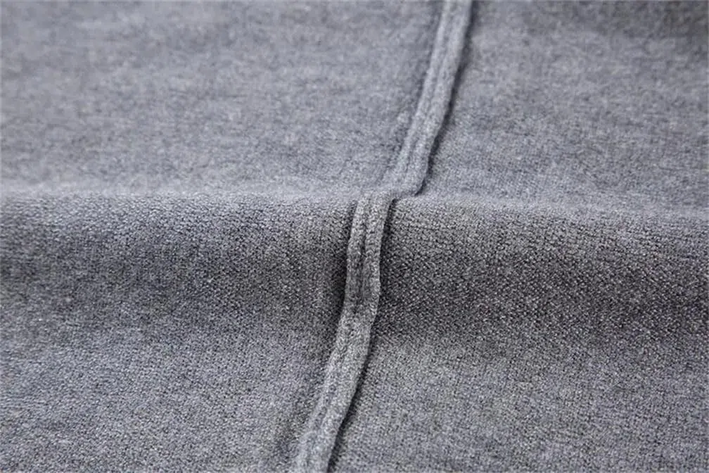 Suéter de punto casual de cuello alto para hombre, ajuste delgado, manga larga, suéter de color liso