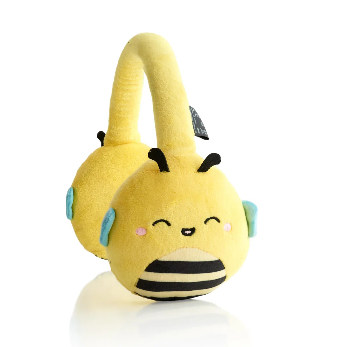 Squishmallows Sunny The Bee - Auriculares Bluetooth de felpa con micrófono integrado para hacer y recibir llamadas. Rango Bluetooth de 10 metros, control de volumen, almohadillas de felpa suave con