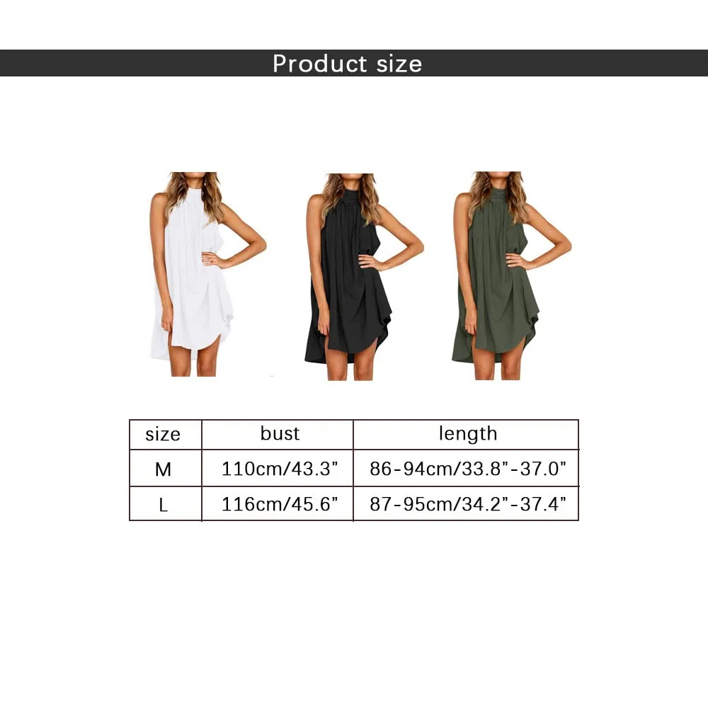 Vestido Elegante Mujer Vestido Sin Mangas Vestido Corta Casual Gasa Top Cuello Redondo Blusa Informal Casual Dress