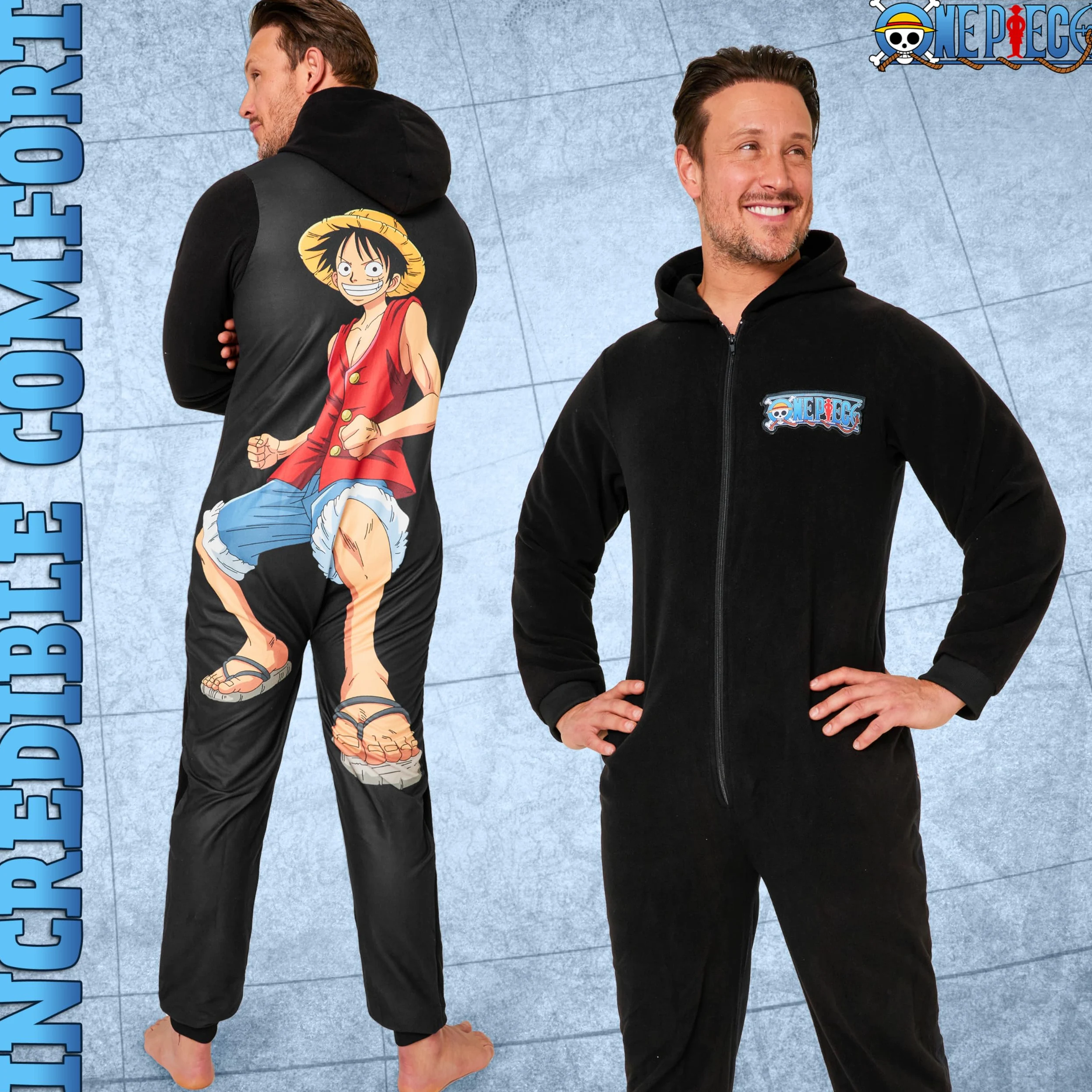 One Piece Pijama Hombre - Pijama Hombre Entero, Onesie Cierre Cremallera Completo, Talla S-3XL, Regalo Navidad