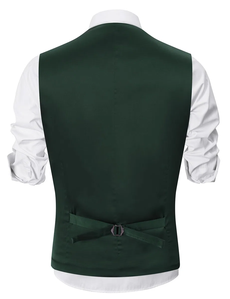 mintgreen Chaleco de los hombres traje formal de un solo pecho estrecho corte sólido chaleco de boda