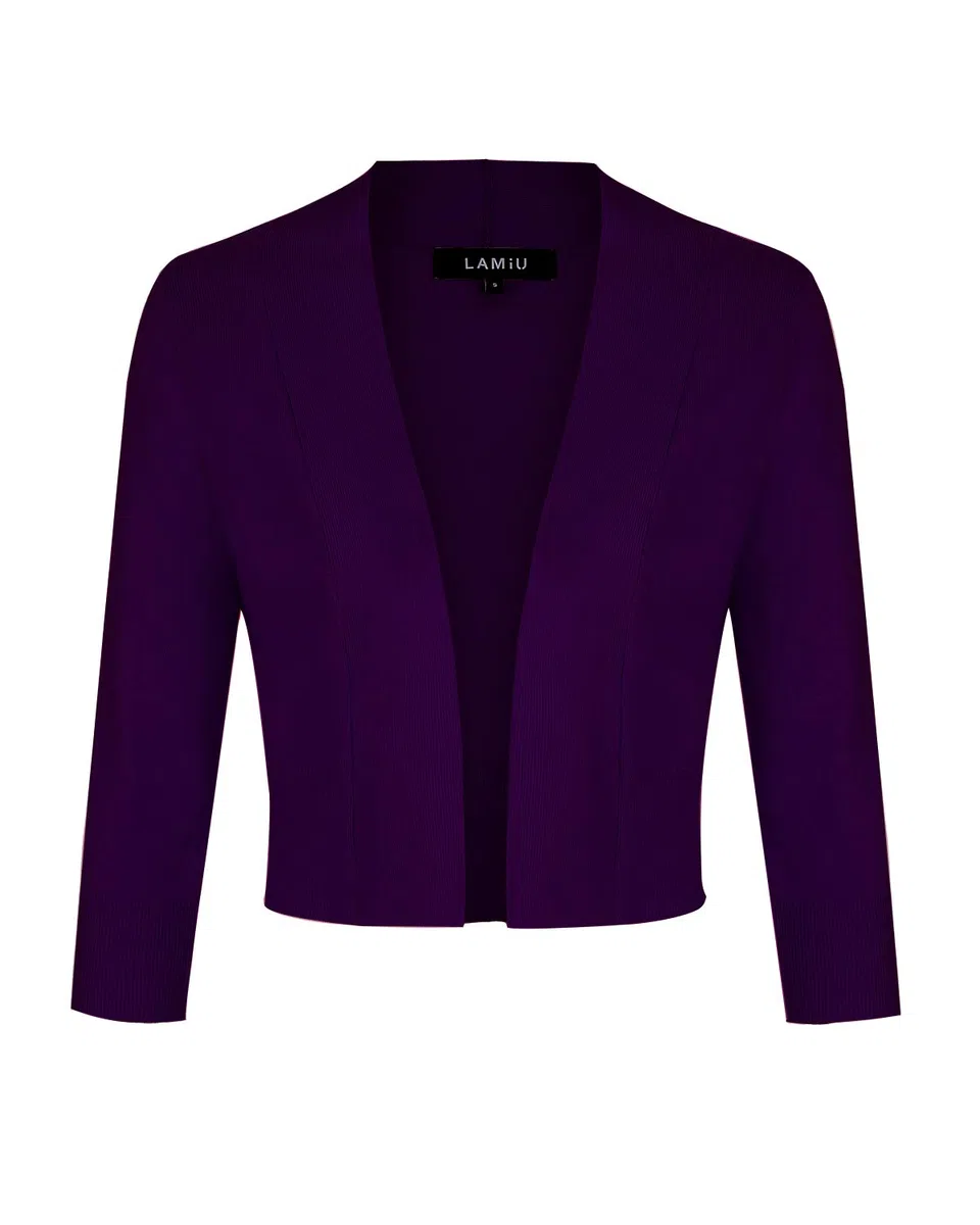 Mintilimit - Chaqueta de punto para mujer (manga corta, 3/4, con botón de bolero)
