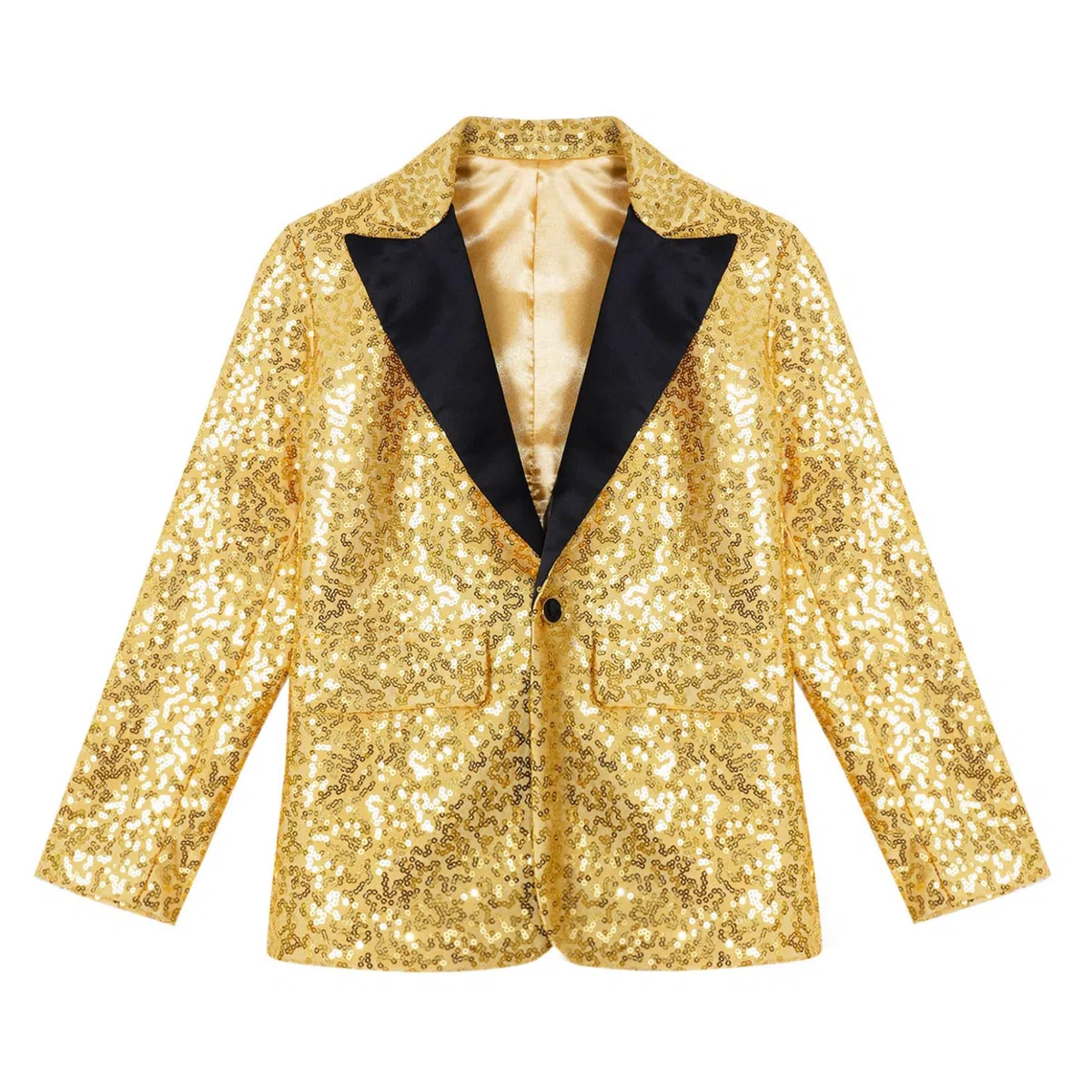 Runhomal - Chaqueta de lentejuelas para niño, manga larga y sombrero de baile moderno, Jazz Hip Hop Lentejuelas, traje de boda, cóctel ceremonia espectáculo