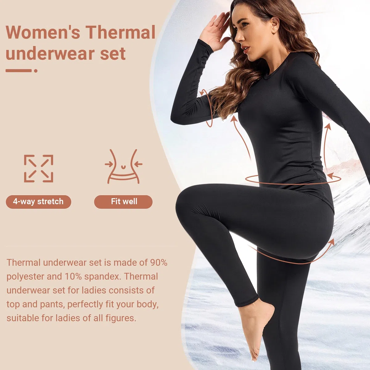Leeboom Ropa Termica Mujer con Vellón Camisetas Termicas Mujer Invierno Ropa Interior Térmica Transpirable para Running Esquí Montaña Ciclismo