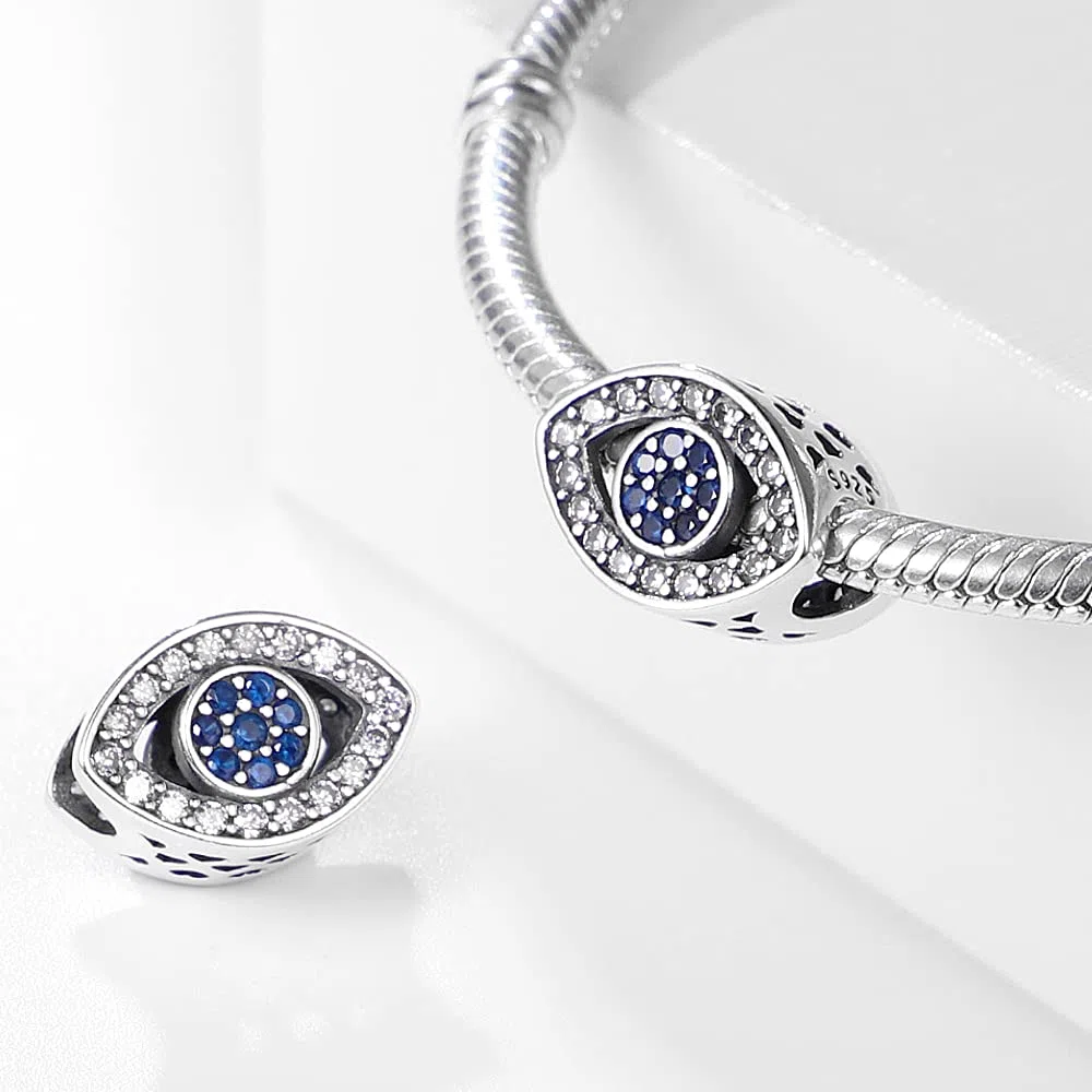 LNQOBU Charms Abalorios para Pulseras 925 Plata Esterlina Ojo del Diablo Pulseras plata Mujer