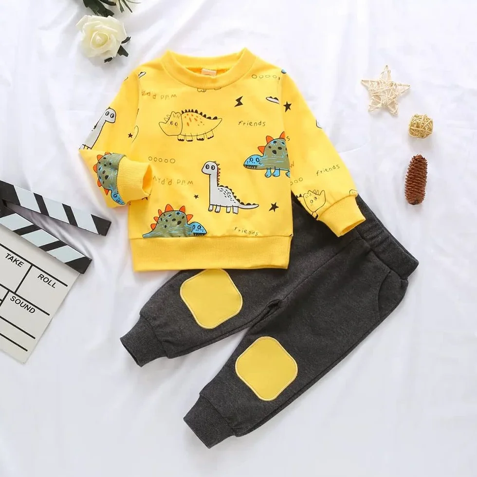 FedMois Conjunto Deportivo Algodón de 2 Piezas para Bebé Niño Sudadera sin Capucha y Pantalones Largos 1-6 años