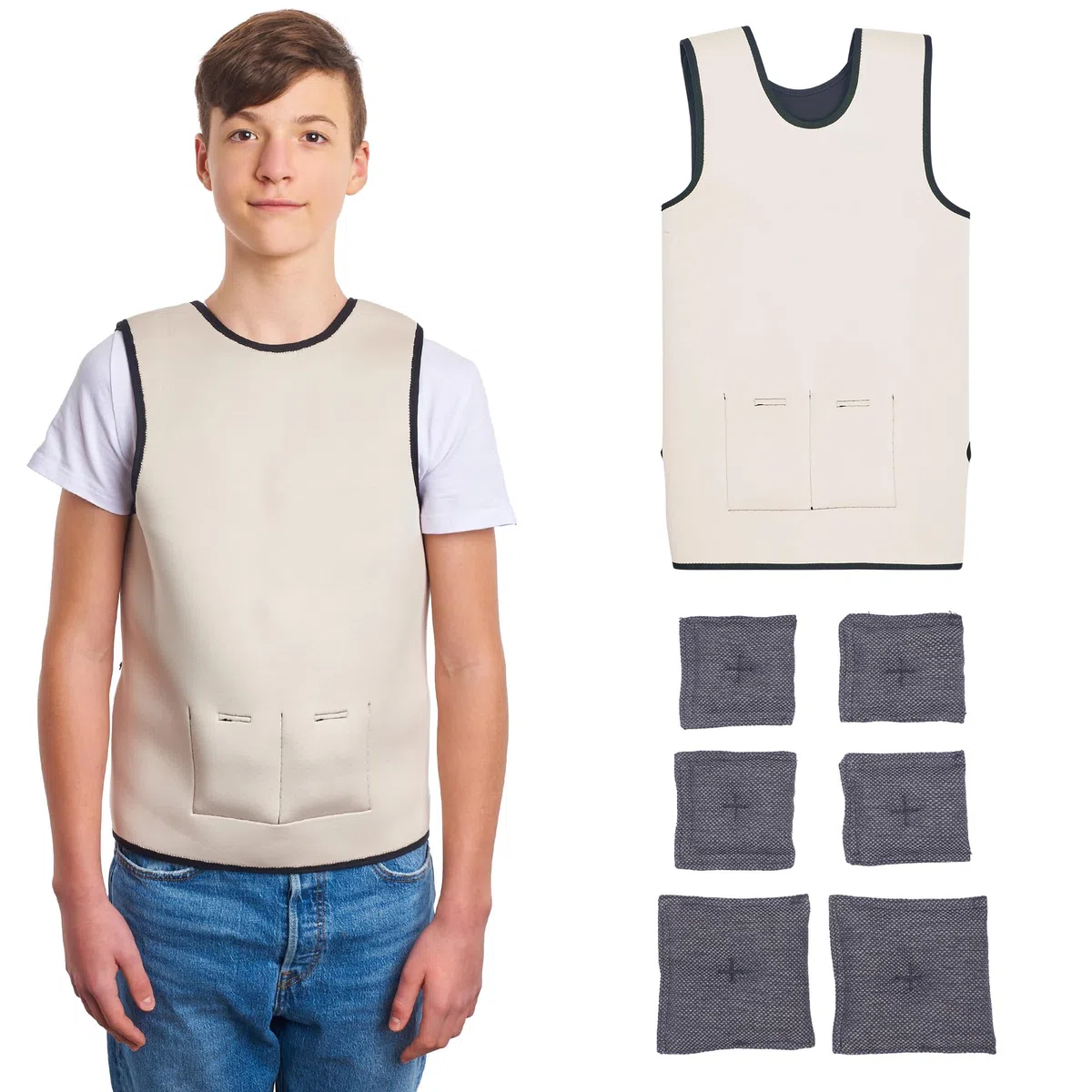 ODOXIA Chaleco lastrado infantil ajustable | Confort con presión profunda | Para niños con TDAH | Ropa sensorial para autistas | Chaleco de compresión lastrado para niños