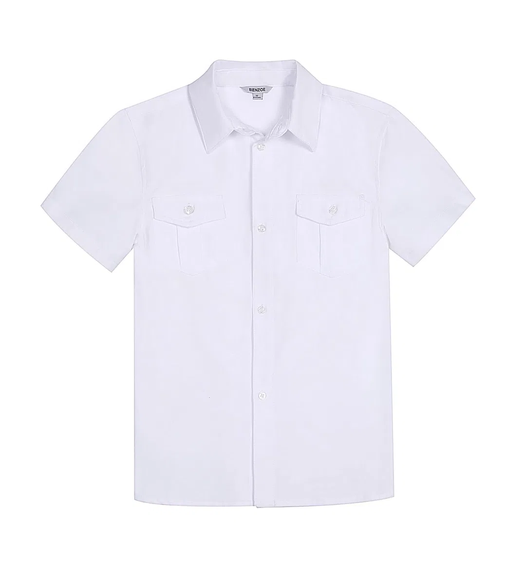 Niños Manga Corta para Escuela: Chicos Botón Cuello Vestido Moda Camisas