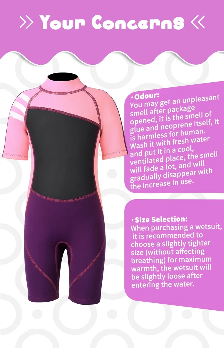 Traje de neopreno corto de 2,5 mm para niños, traje de baño de una sola pieza con protección UV para niñas y niños, natación, buceo, esnórquel, surf