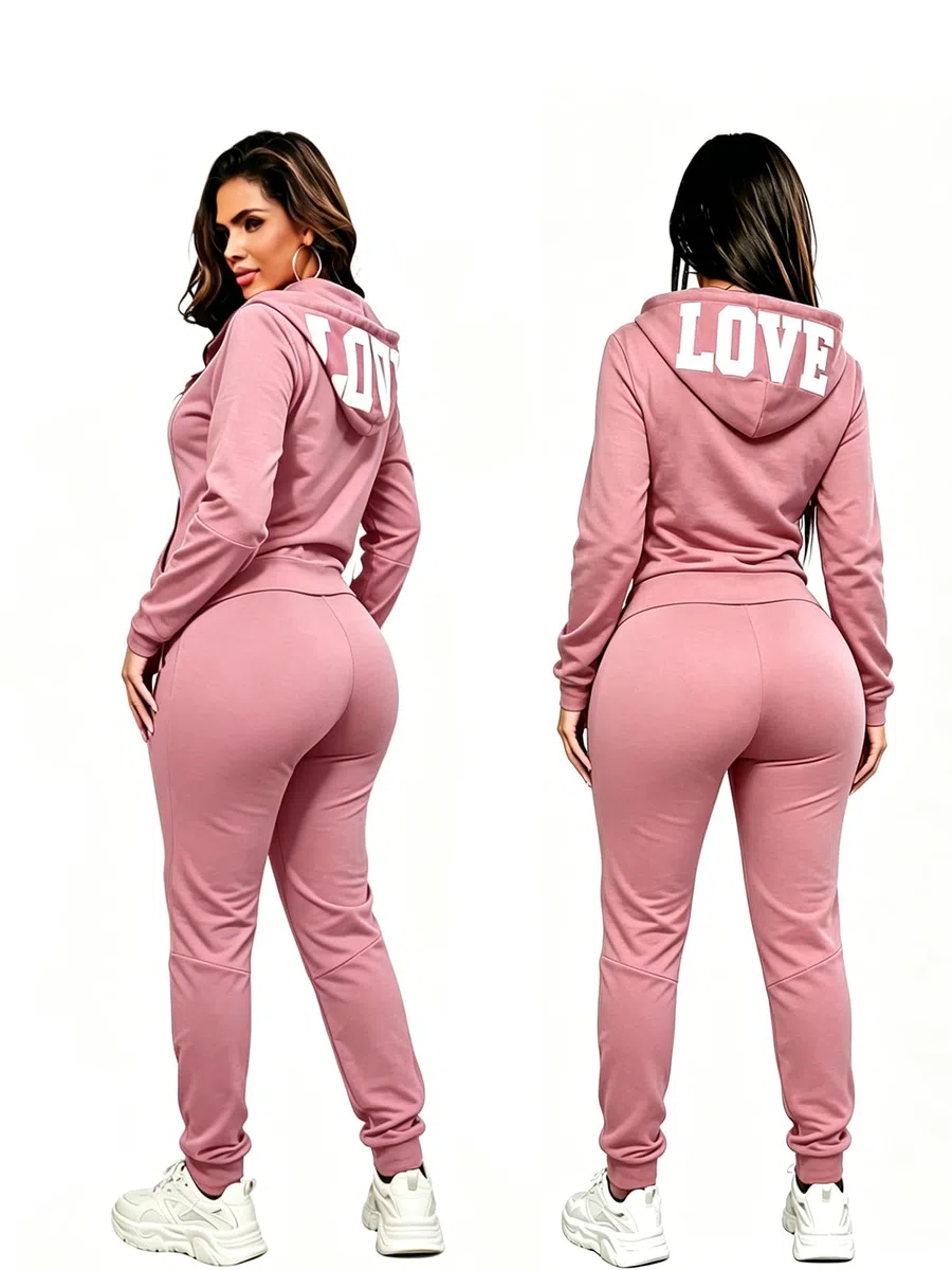 TUVEKE Chándal de 2 piezas para mujer, sudadera con capucha y cremallera para otoño, manga larga, casual, tallas S a 2XL