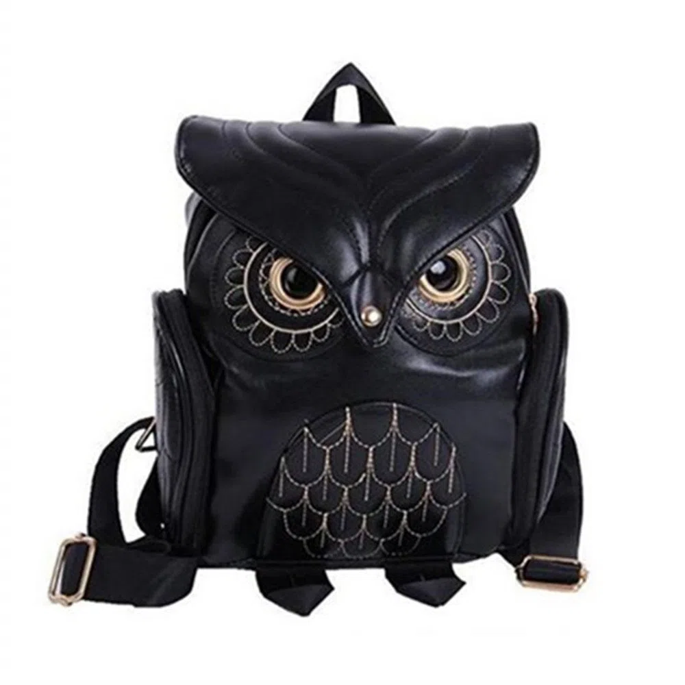 Bolso De Cuero De La PU De La Muchacha De La Mochila De La Forma del Búho De La Historieta De La Manera Mini