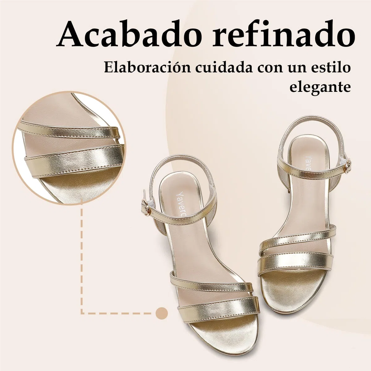 Yavero Sandalias Mujer Tacón Ancho Elegantes con Hebilla Metálica para Oficina y Eventos 36-41