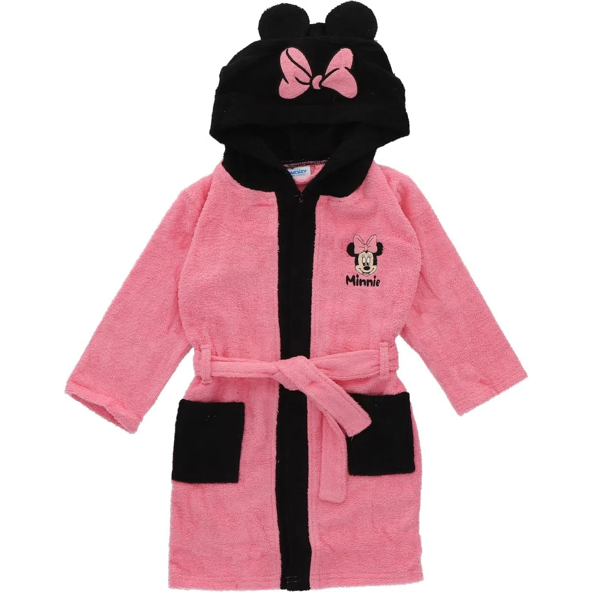 Disney - Albornoz Minnie con lazo pequeño - Bolsillos laterales - Cordón - 100% Poliéster - Rosa
