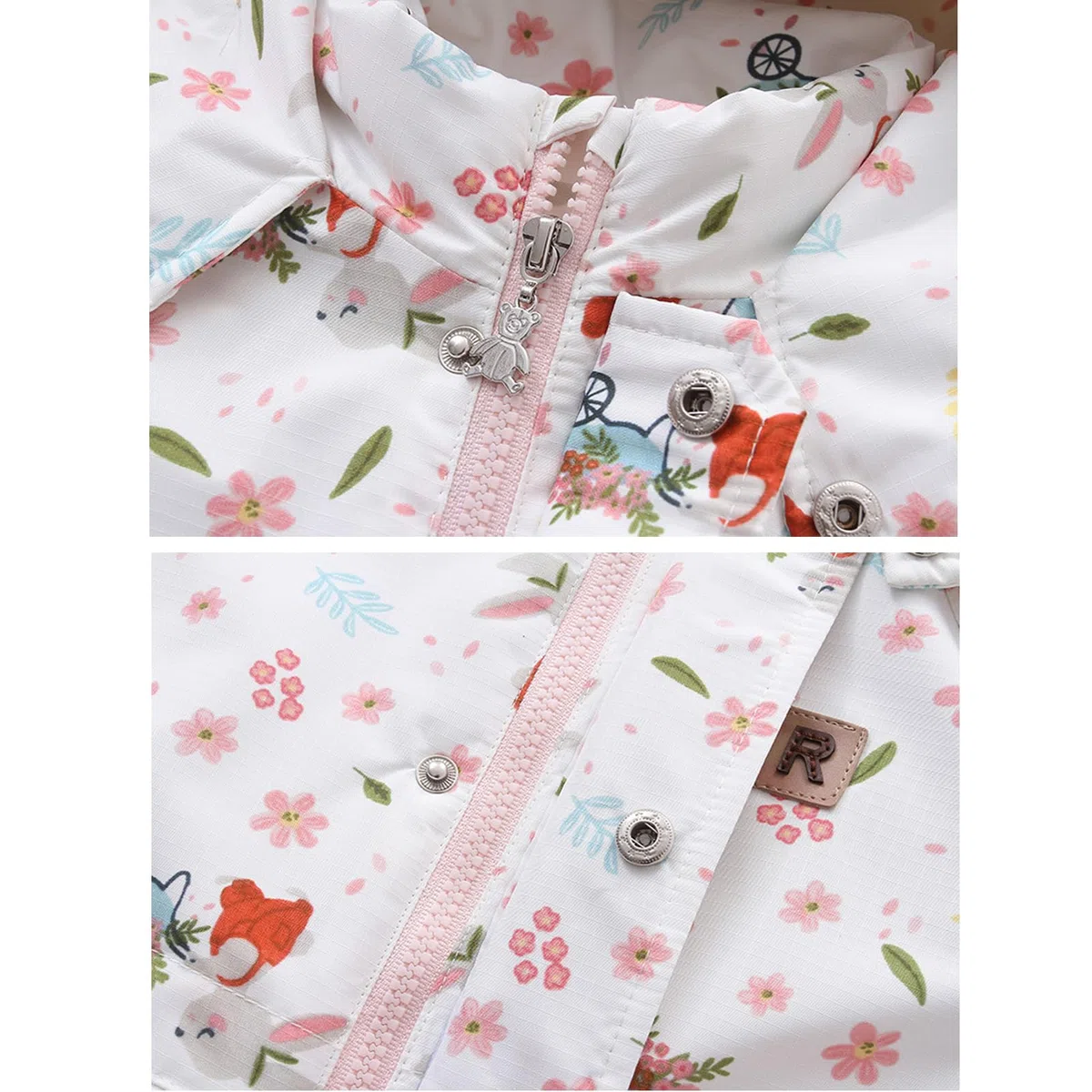 BRONG Bebé Invierno Mono de Nieve Mameluco niños Niñas Impermeable Monopieza con Capucha Traje de Esquí Forro Polar Al Aire Libre Estampado Cremallera Ropa
