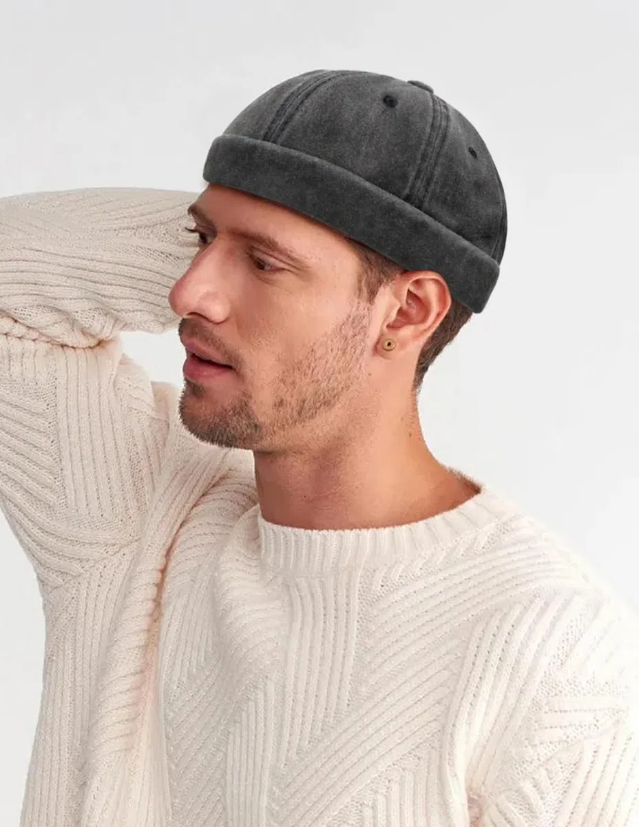Initlove Docker - Gorro de marinero para hombre, estilo vintage, sin ala