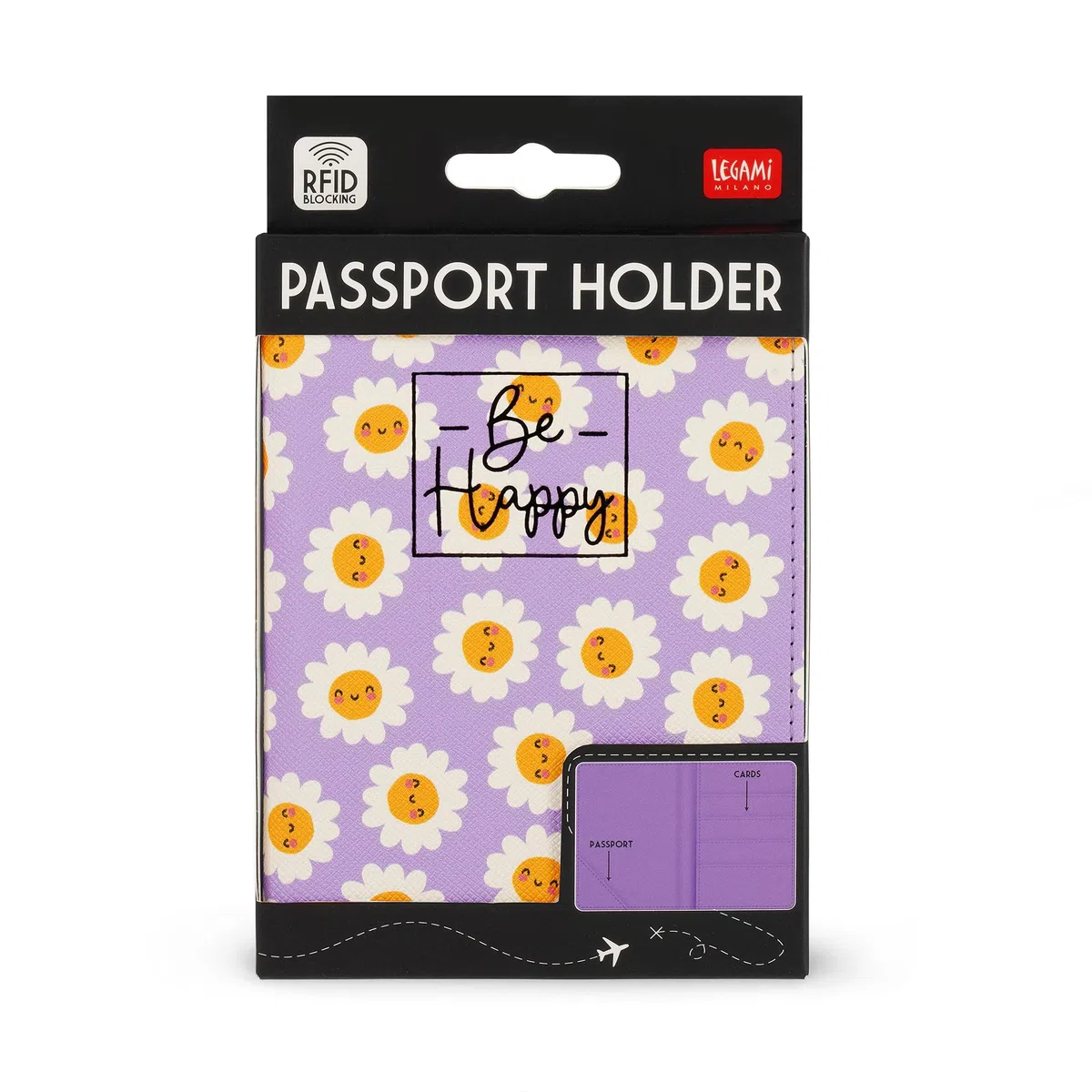 Legami - Soporte para Pasaporte con Flores, Soporte para Billetera de Viaje, Funda para Pasaporte, 1 Bolsillo para Pasaporte, 4 Bolsillos para Tarjetas, protección RFID, 10,5 x 14 x 1 cm, Tema de