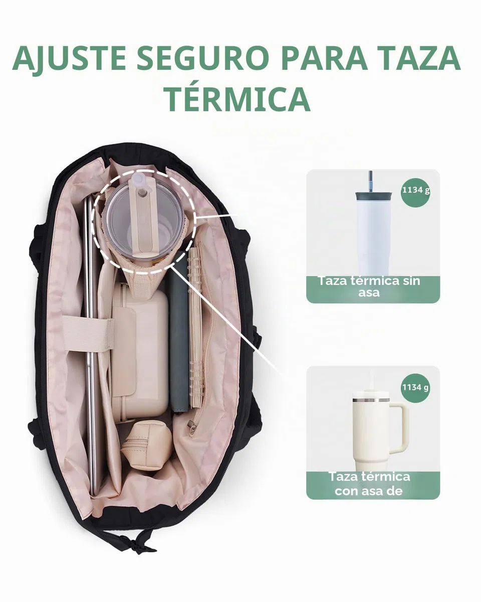 Bolso Tote Mujer Acolchado 2 Piezas, Bolso Shopper Grande con Compartimento para Ordenador 15.6" y Portabotellas Aislante 40oz, Ideal para Oficina, Universidad, Viaje y Uso Diario (Diseño Patentado)