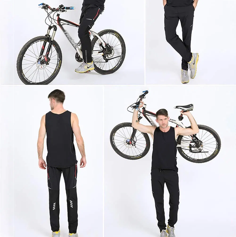 Pantalones largos de ciclismo para hombre, para verano, ligeros, elásticos, de secado rápido, transpirables, para bicicleta de montaña, reflectantes, para varios deportes