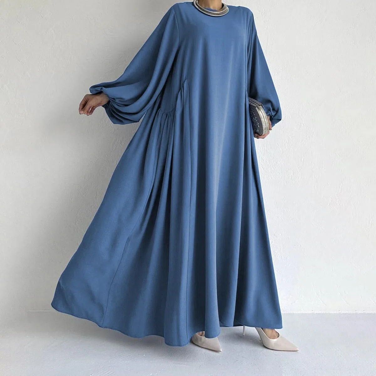 Ramadán Vestido Mujer Abaya Musulmana Largo Suelto juego de 2 piezas Ropa Islámico Kaftan Khimar Islámico Musulmana de una Pieza para Mujer