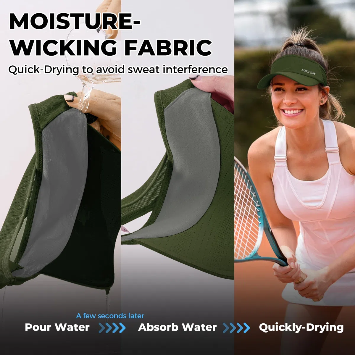 Sukeen Visera deportiva para hombre y mujer, ligera, plegable, elástica, para correr, tenis, golf