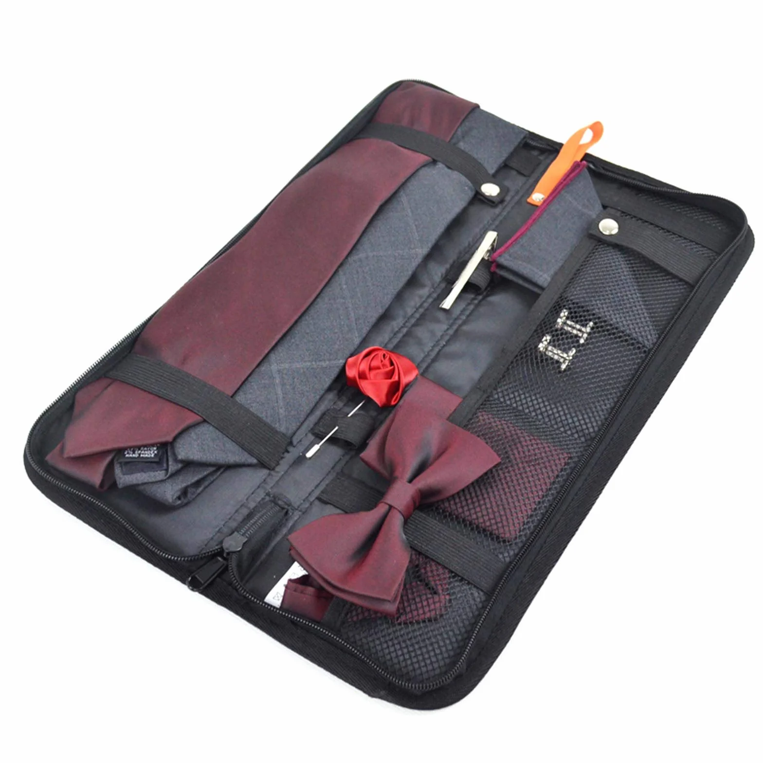 Gemelos portátiles y elegantes de nailon negro para hombre, organizador de viaje de negocios, bolsa de almacenamiento, 16 x 5 x 0.8 pulgadas