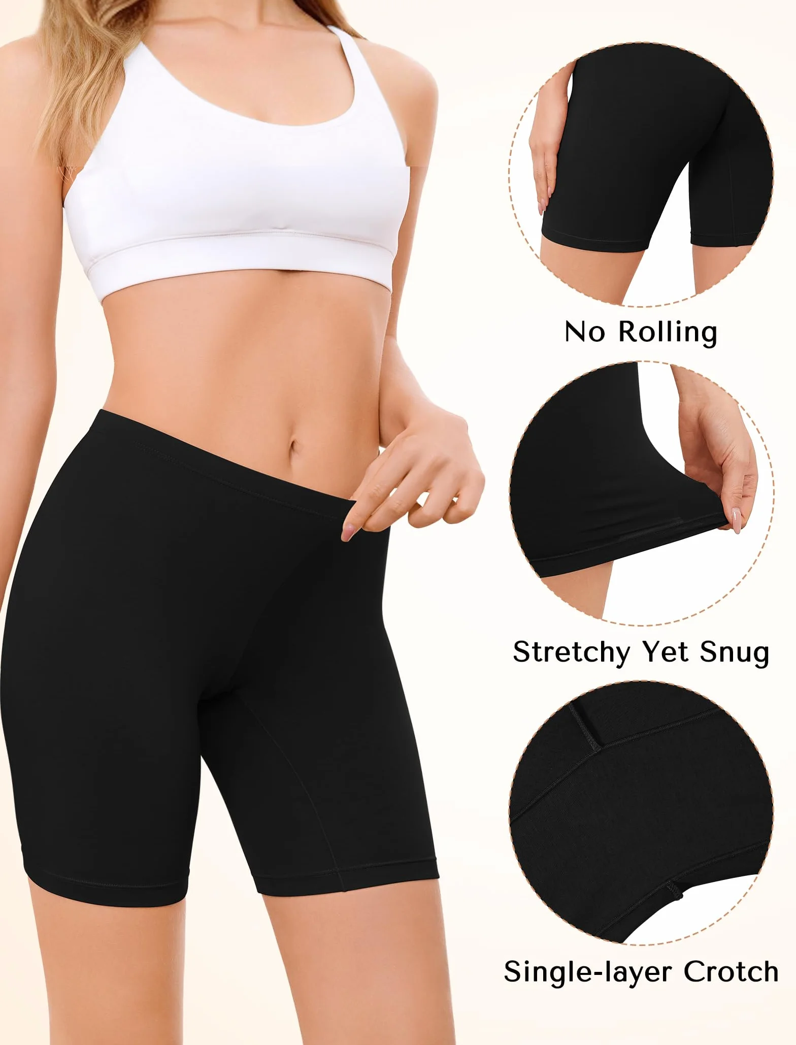 VOENXE Bragas Pantalon Mujer Algodon,Leggings Cortos Antirozaduras,Boxer para Mujer, Mallas Cortas Deporte,EláStico Shorts Debajo La Falda,Pantalones para Yoga y Ejercicio Pack de 4