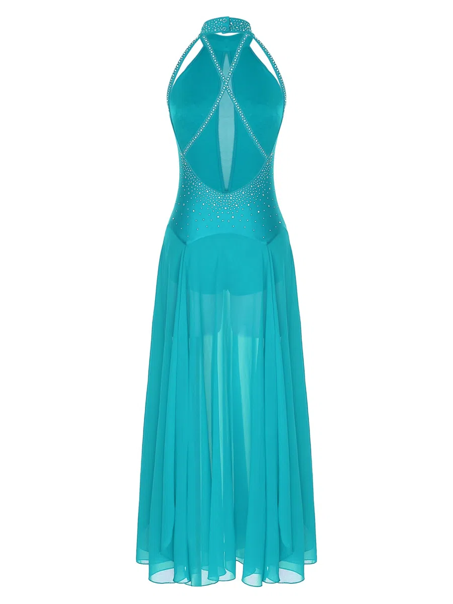 Freebily Vestido De Danza Lírica para Mujer Maillot Sin Manga Maillot con Falda Tul Vestido Lentejuelas Mailllot De Ballet Ropa De Baile Contemporánea