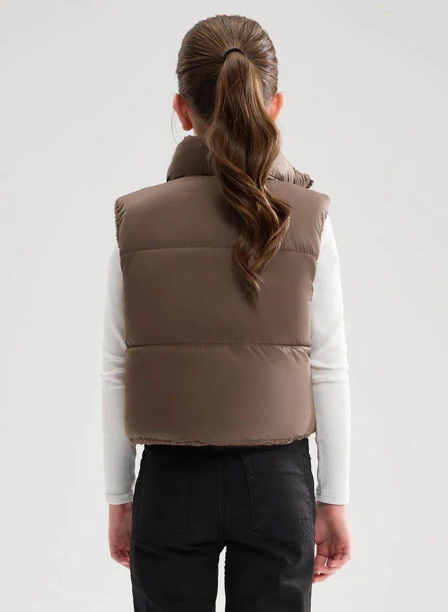 SOLOCOTE Chaleco de Invierno Reversible para Niñas con Capucha y Forro de Sherpa Chaleco Grueso sin Mangas para Niños