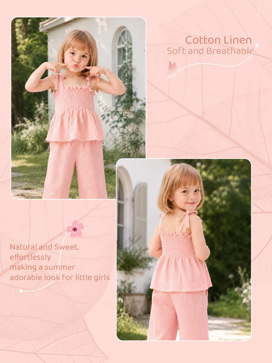 Miipat Bebés Niña Conjuntos de Ropa Traje de Ropa Verano para Bebés Recién Nacido Blusa de Tirantes Tops y Pantalones 2 Piezas con Trajes de Bebé 6 Meses - 3 Años