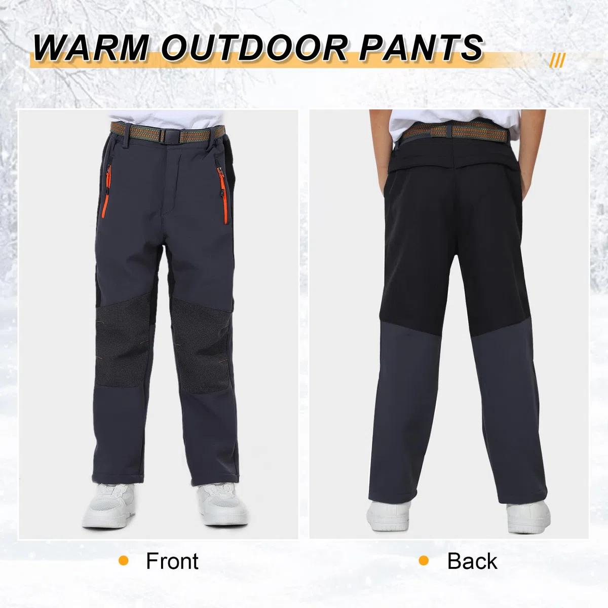 LHHMZ Pantalones de Invierno para Exteriores de Invierno con Forro Polar cómodo para niños, Pantalones de Senderismo para niños y niñas con Nieve cálida