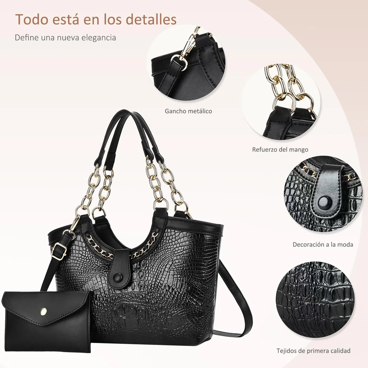 NICOLE & DORIS Set Bolso Mujer Bolsos de Cocodrilo Bolso de Mano con Monedero Bolso Bandolera Cuero PU Bolso de Hombro para Viajes Compras Trabajo Verde