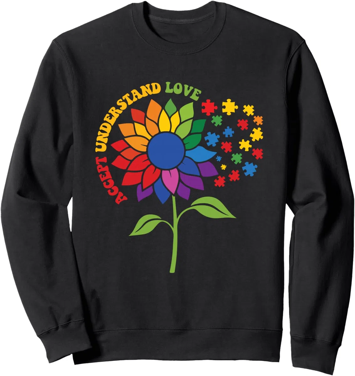 Flor de Conciencia sobre el Autismo - Aceptar Entender Amor Autismo Mamá Sudadera