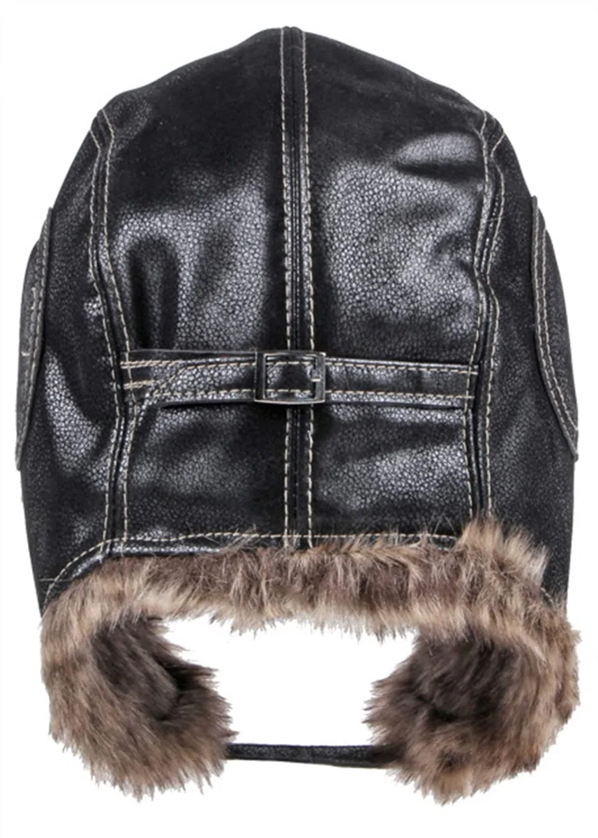 GIBZ Sombrero de Piel Sintética Hombre Mujere con Orejeras Gorro Ruso de Cuero para Invierno