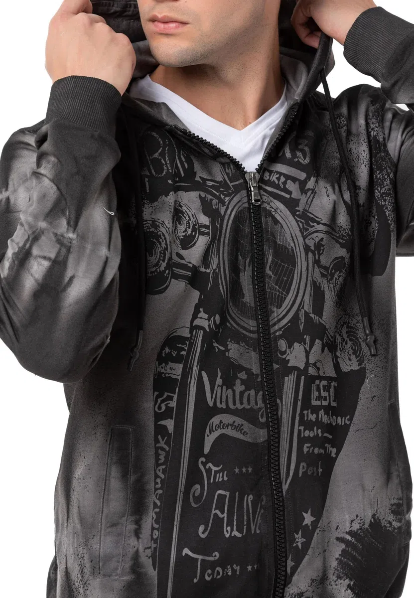 Cipo & Baxx Sudadera con capucha para hombre de la serie – Elegante suéter en estilo moderno casual de calle con cremallera y capucha para el día a día, ocio y fiesta