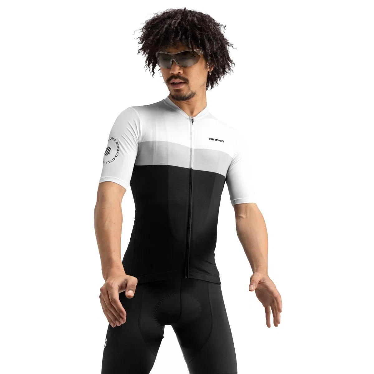 SIROKO - Maillot de Ciclismo Verano M3 Podium - L - Negro/Blanco