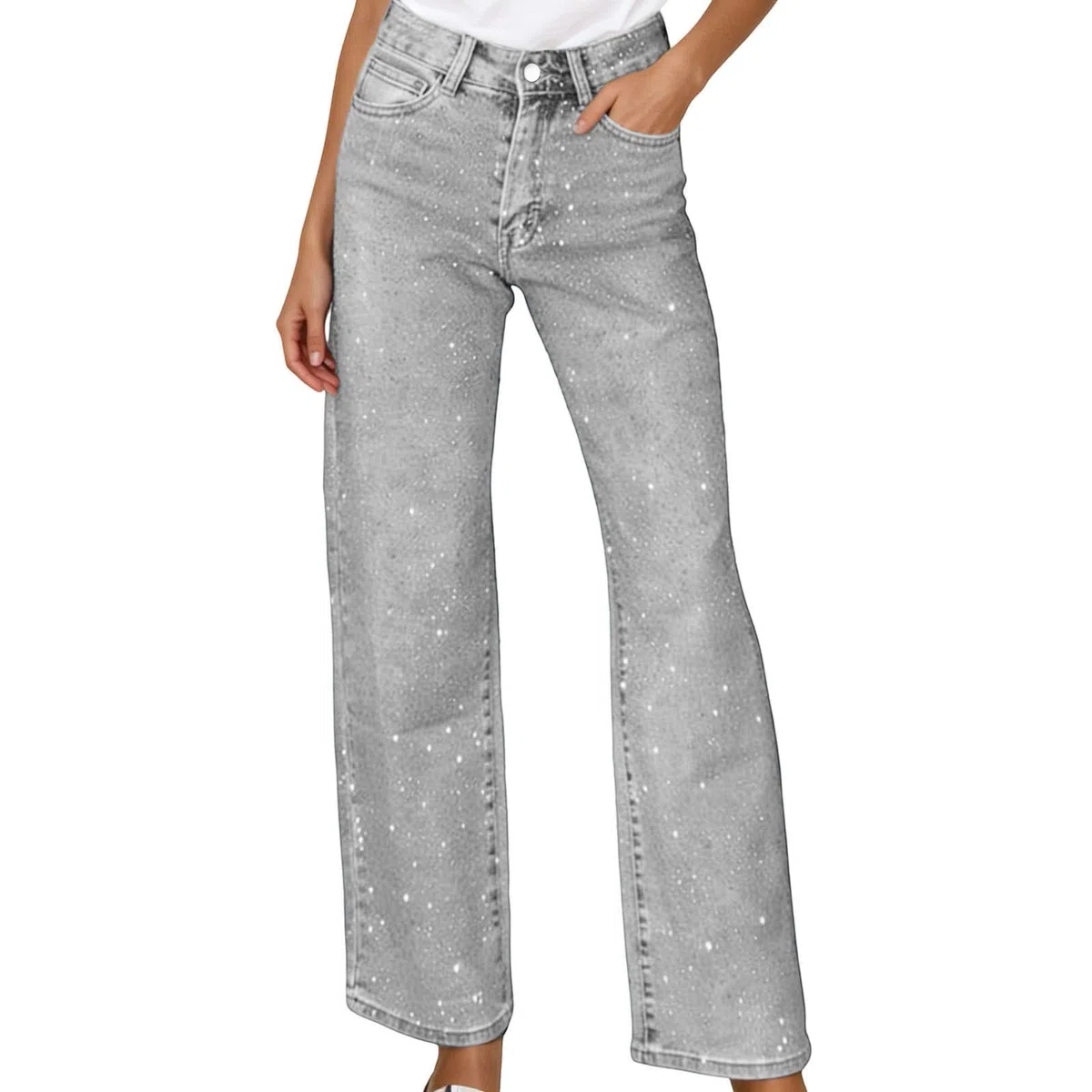 Vaqueros Mujer Anchos Ajustados Rasgados para Mujer Pantalones Vaqueros Holgados para Cintura Elástica Pantalones De Mezclilla Ligeros Uso Casual Y Diario