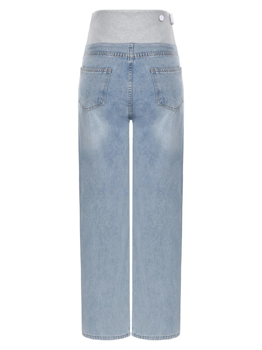 dPois Jeans De Moda para Embarazadas Pantalones De Cintura Ajustables Elásticos Pantalones Vaqueros Elásticos con Bolsillos