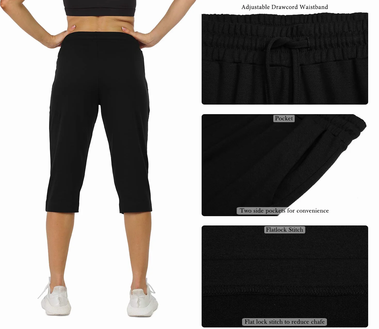 icyzone Pantalones Deportivos 3/4 para Mujer, Pantalones de chándal Informales, Pantalones Rectos con Bolsillo Verde