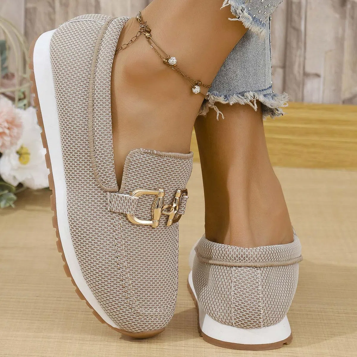 Mocasines para mujer, sin cordones, cómodos, con puntera redonda, ligeros, ortopédicos, de tacón bajo, transpirables, para negocios, caminar, cómodos, casuales, sueltos, para uso diario