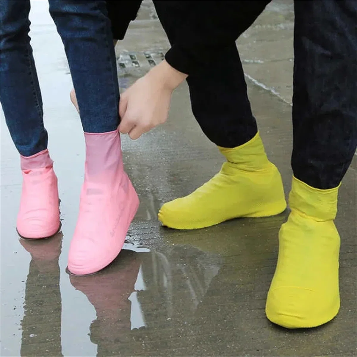 2pcs Waterproof Shoe Covers Silicone Anti-Slip For Outdoor Rainy Day Reusable Cover