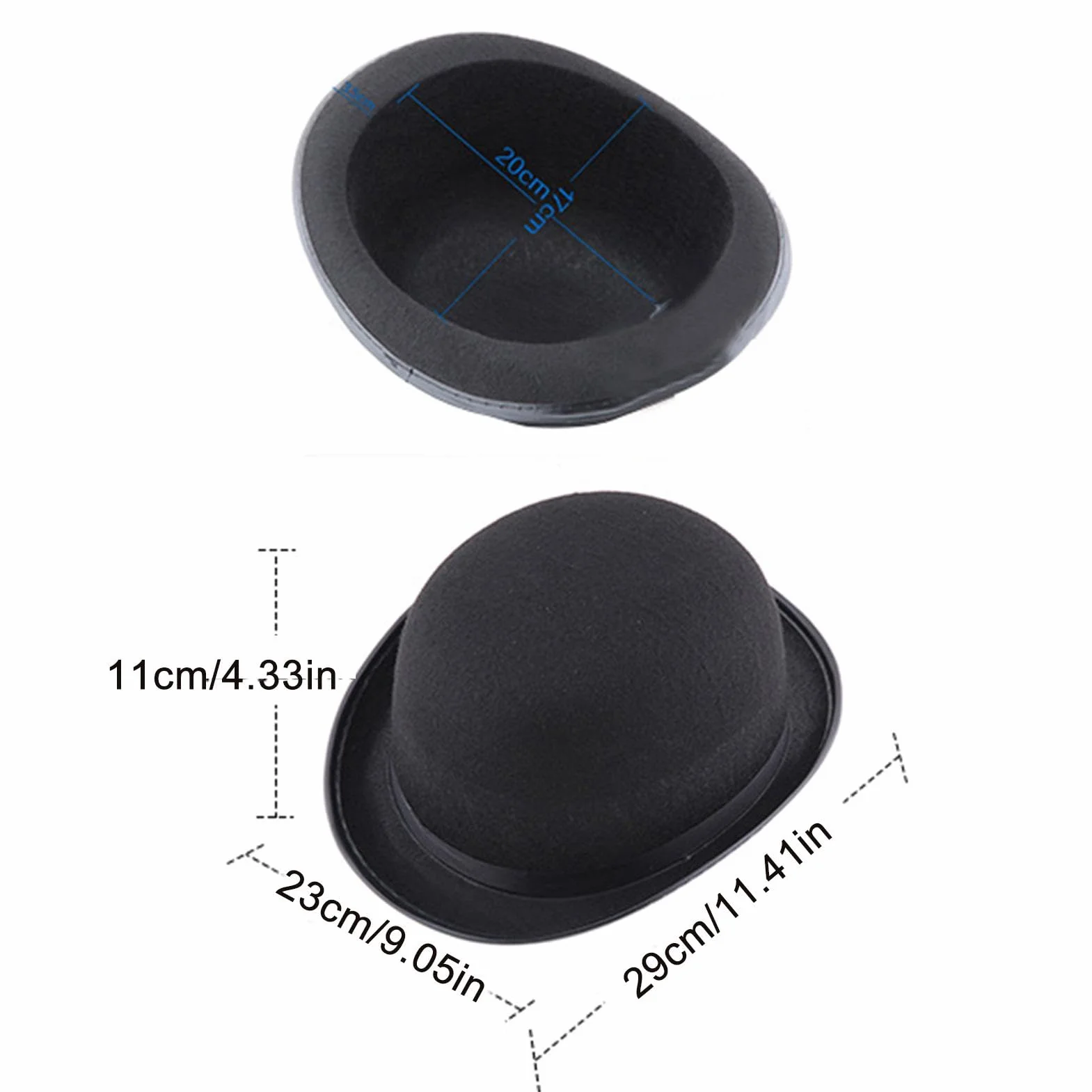 Generico Sombrero De Cilindro Para Hombre - Sombrero Fedora | Accesorio Para Disfraz Clásico De Halloween De Fieltro | Sombrero Derby De Bombín Negro Para Adultos Y Adolescentes | Sombreros Para