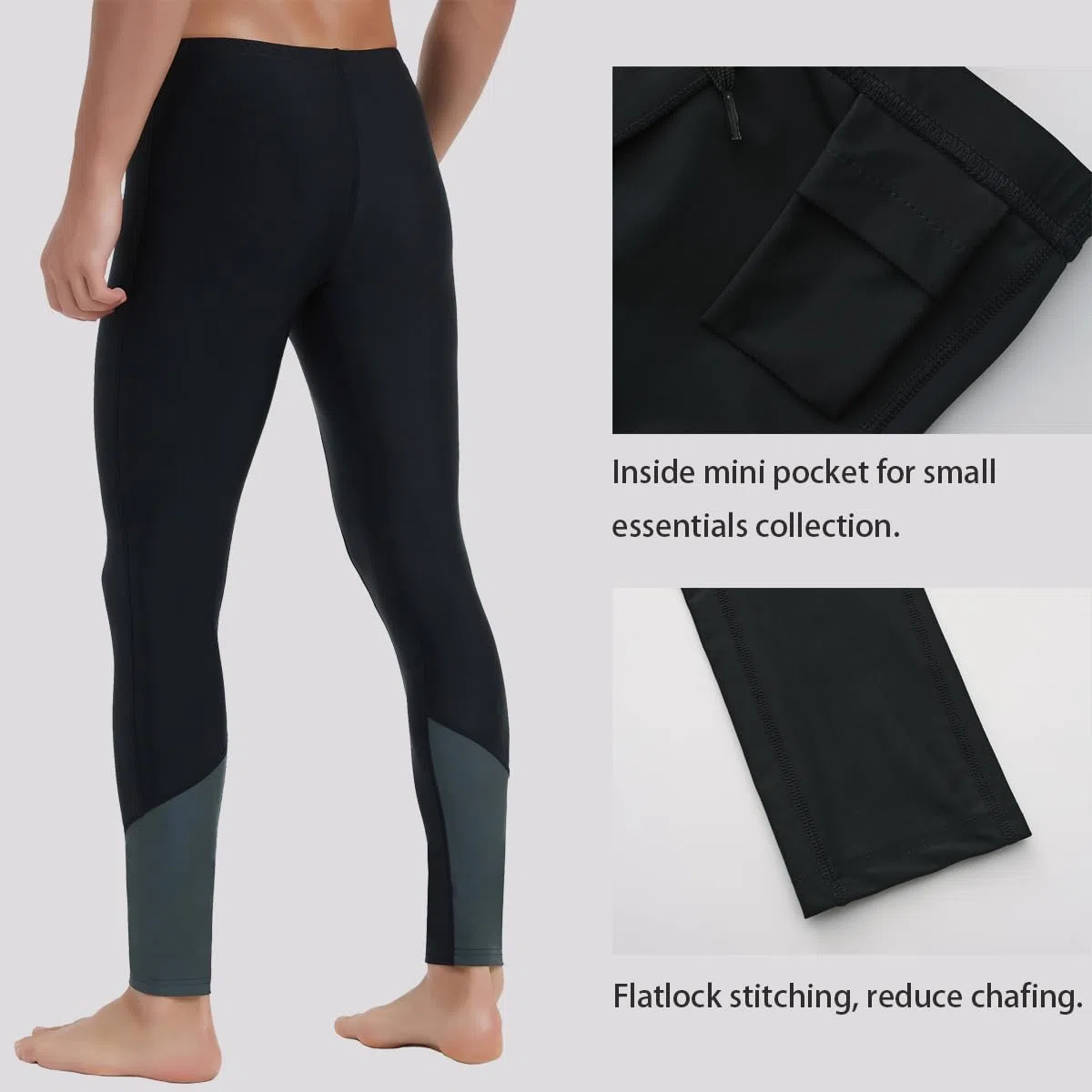 Ubestyle Leggings de natación con protección solar UPF 50+ para hombre, pantalones de natación, pantalones de playa, protección solar