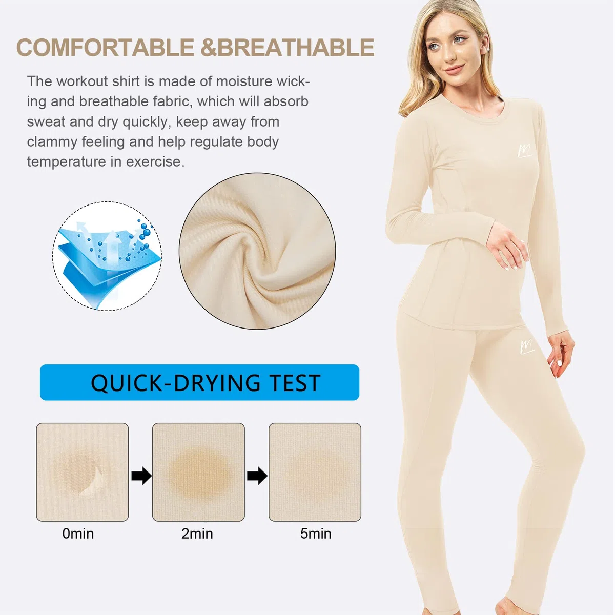 Conjuntos Térmicos Mujer Set, Camisetas Térmicas Ropa Pantalón Interior Función Deporte para Running Ciclismo Esquí Invierno